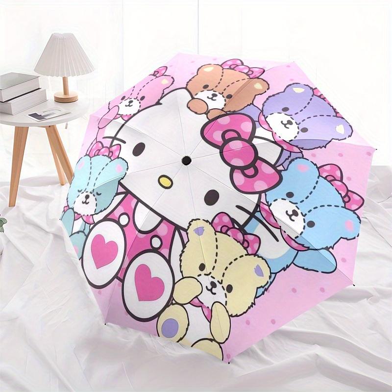 1pc Hello Kitty with Teddy Bears Umbrella with Plastic Handle,Suitable for All Seasons Home Travel Outdoor UmbrellaSanlio343