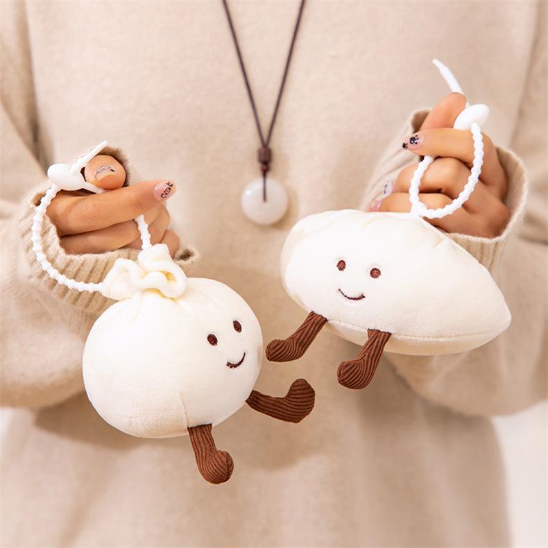 Cute Dumpling Plush Keychain for Women - Small Bun Bag Charm