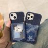 Ins koreanische süße Stern bestickt Denim Handytasche für Iphone 14 13 12 11 Pro Max stilvolle Karte Slot Halter stoßfeste Soft Cover
