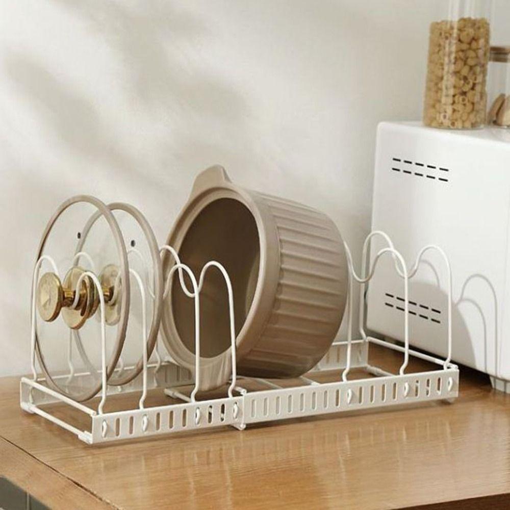 Carbon Steel Dish Drain Rack Adjustable Pot Lid Organizer Practical Kitchen Utensils Rack  Pantry