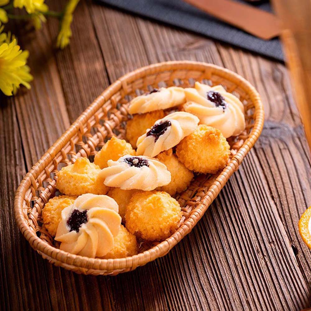 Weaving Hand-Woven Bread Breakfast Fruit Food Storage Tray Storage Basket Wicker Basket Rattan Tray