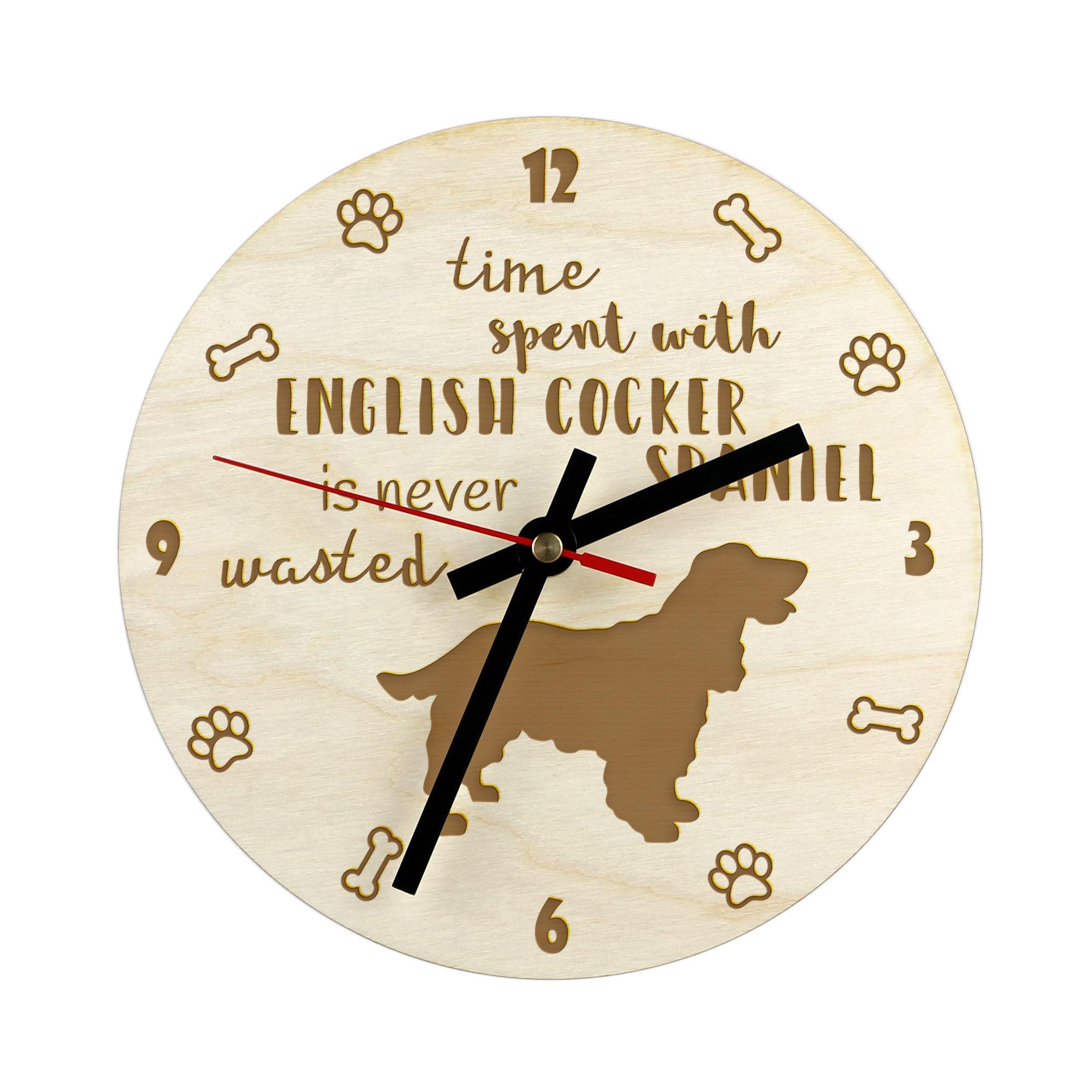 

English Cocker Spaniel - clock with dog, wooden clock with engraving, personalised clock by Art-Dog