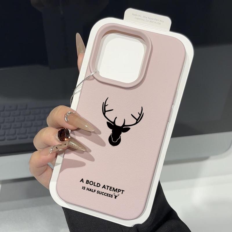 For iPhone 16 Pro Max 16E 15 Pro 14 13 12 11 Phone Case Deer Pattern Slim Matte Anti-Fall TPU Soft Shockproof Bumper Cover