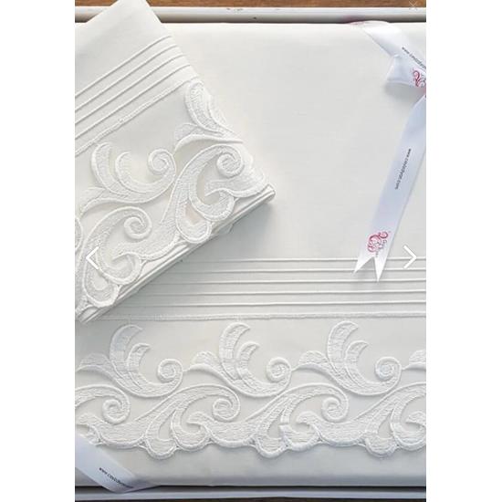 

Набор пододеяльников Belinda из французского гипюра в рубчик Кремовый/комплект свадебных пододеяльников