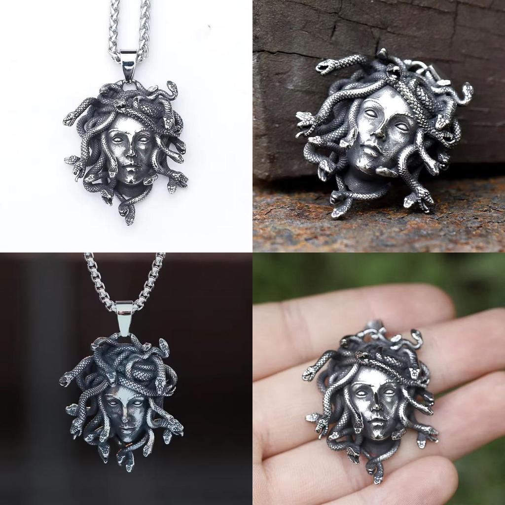Retro Medusa Schlangen Tier Anhänger Halskette Mit Zinklegierung Charme Für Gothic Stil
