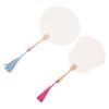Blank Fan Painting Kit Handheld Paintable Blank Paper Fan with Paints Tassels Plastic Sticks Bookmarks