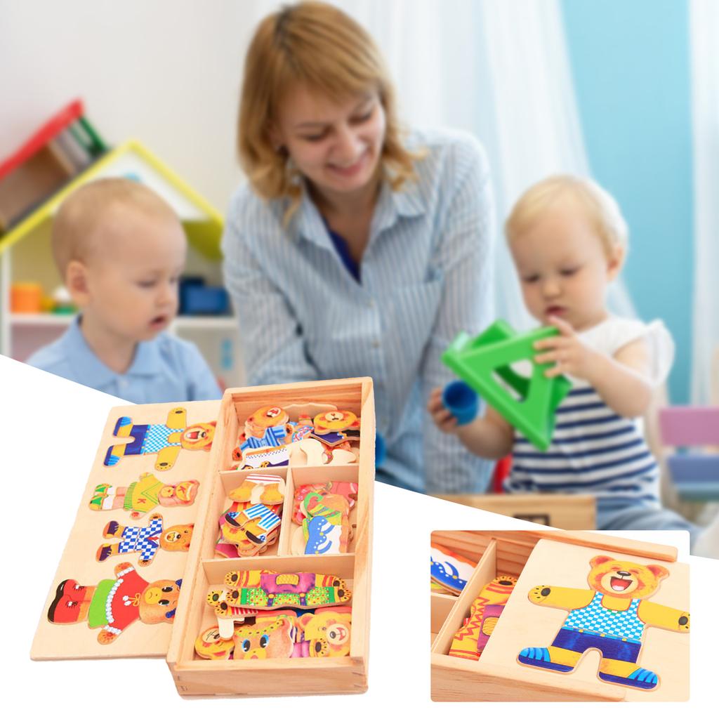 Montessori Bear Dress-Up Puzzle Jigsaw Toy Logical Reasoning Exercise Toy Kids Party Favors Toy