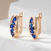Full Sparkling Blue Natural Zircon English Earrings For Women Fashion  Rose Gold Color Wedding Daily Jewelry