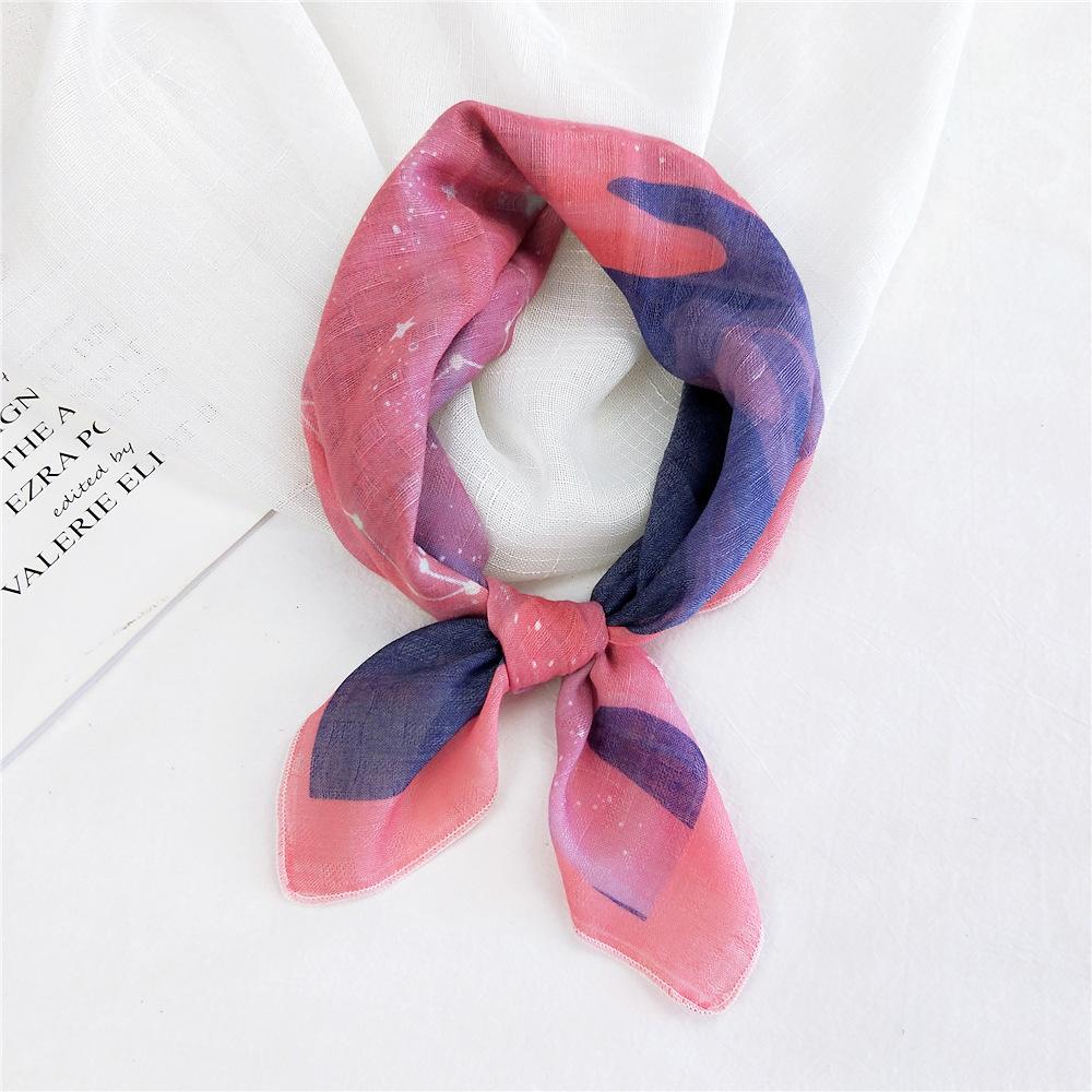 Cotton And Linen Small Square Scarf Silk Scarf Women'S Spring And Autumn New Style Artistic And Versatile Fashionable Temperament Headband Scarf