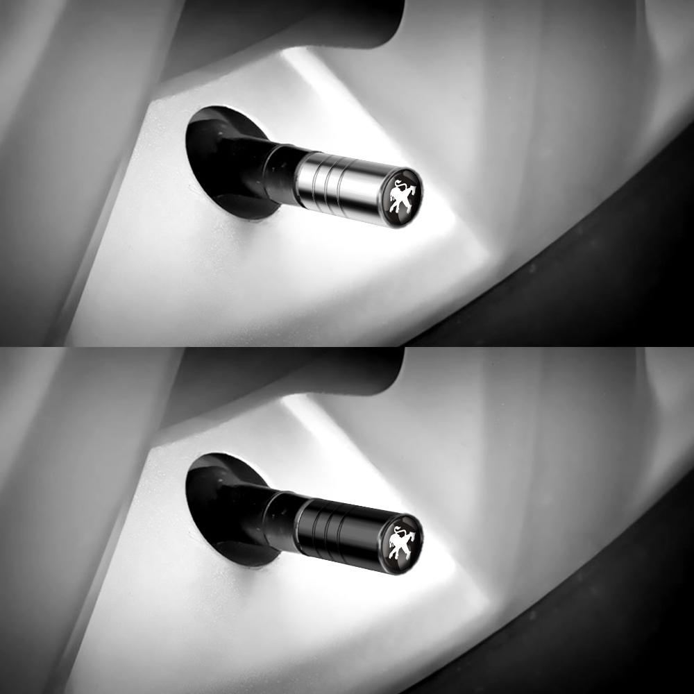 4Pcs Car Metal Wheel Tire Air Valve Dust Caps Bolt-In Accessories For Peugeot 206 307 301 308 3008 207 208 407 408 508 2008 5008