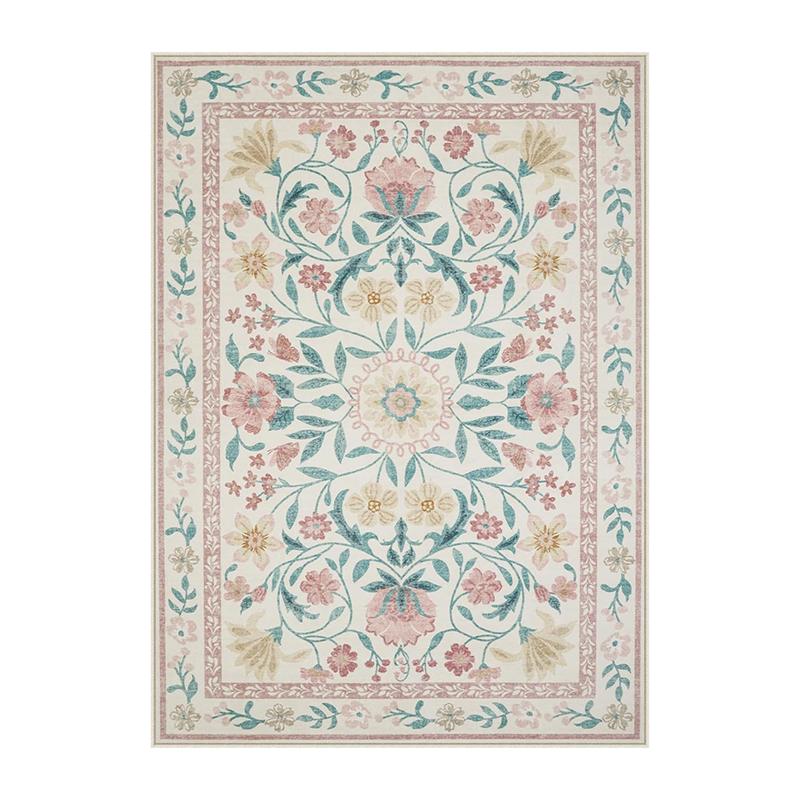 Living Room Carpet Girls Bedroom Bedside Floor Mat Machine Washable Easy Folding Rug Large Area Floral Style Decorative Carpets