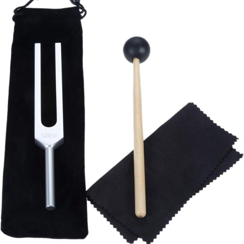 528Hz Tuning Fork Set Reliever Stress Portable Ear Cleaner and Vibration Tool Ergonomic with Storage Bag