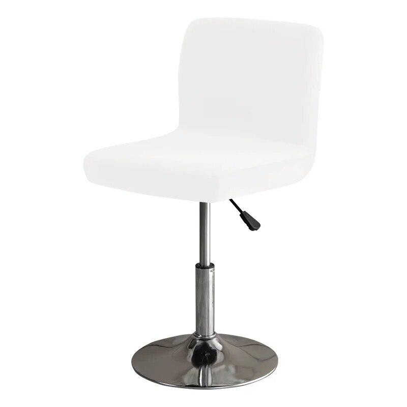 Soft Velvet Bar Stool Chair Cover Solid Stretch Rotating Chair Slipcover Elastic Low Back Office Dining Seat Protector Dark Blue