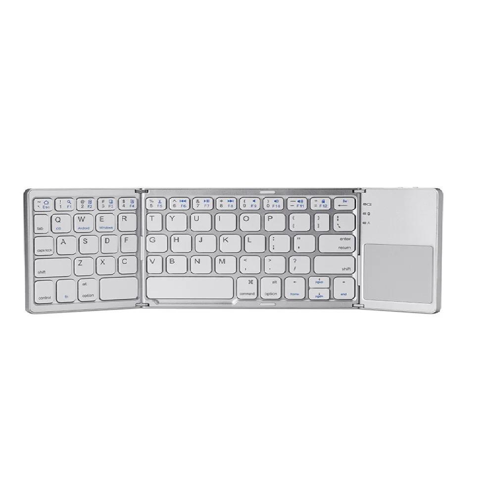 Faltbare kabellose Tastatur, ultraschlanke Touchpad-Bluetooth-Tastatur, wiederaufladbare Klapptastatur für Tablet-Laptop
