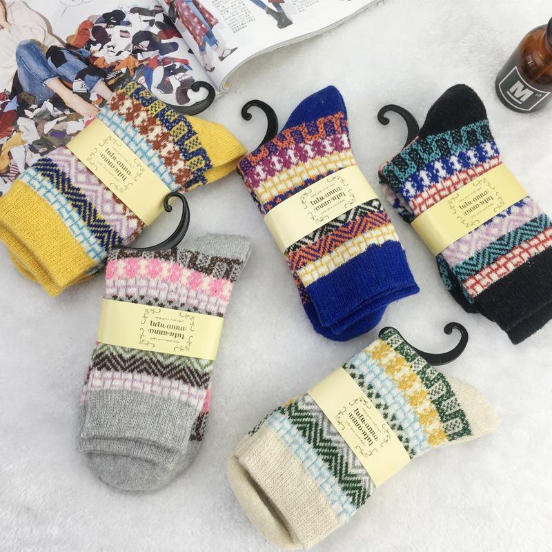 5 Pairs of Winter Square Thickened Warm Women's Rabbit Wool Socks