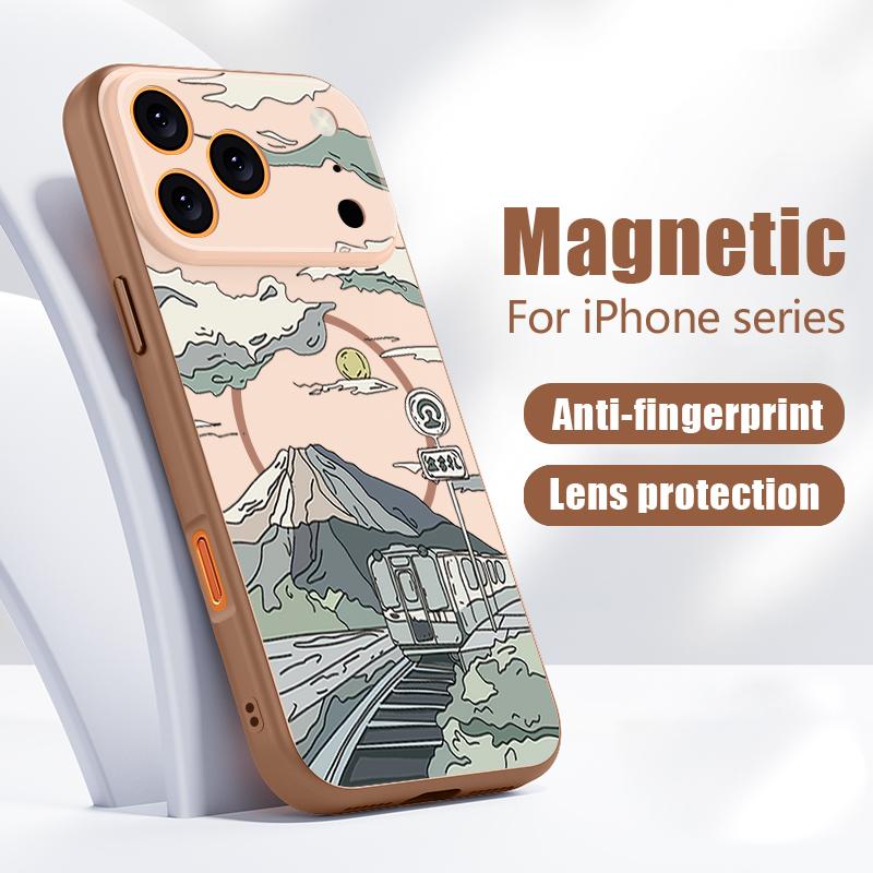 Custodia con Motivo Paesaggio Montagna Innevata Per iPhone 17 Pro Max Magnetica Per Magsafe Cover Ibrida Sottile Opaca Per iPhone 16 15 14 13 Pro Max