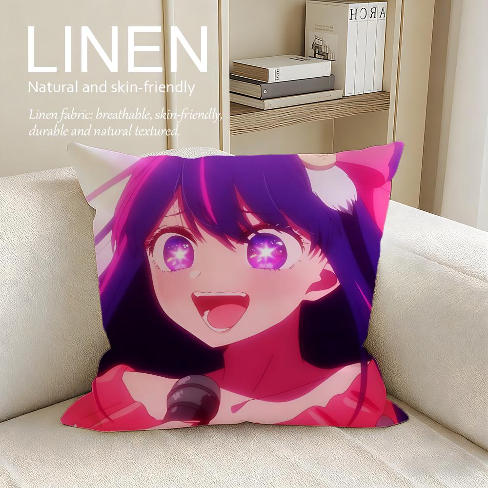 Drama Oshi no Ko Cushion Cover Linen Decorative Pillowcase Set Pcs x x x Breathable Washable Sofa Cushion Cover