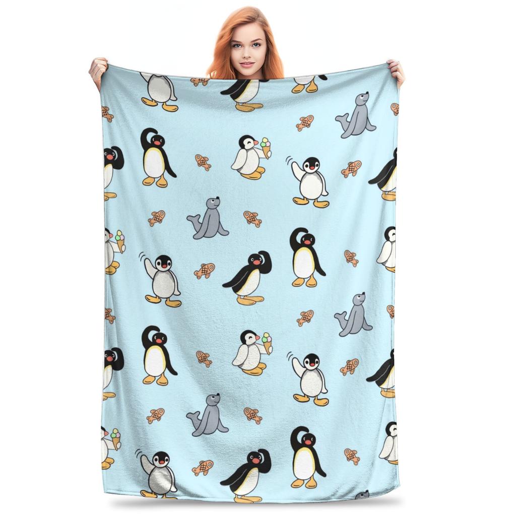 Noot pingu and friends flannel multi-functional warm blanket comfortable home sofa decoration