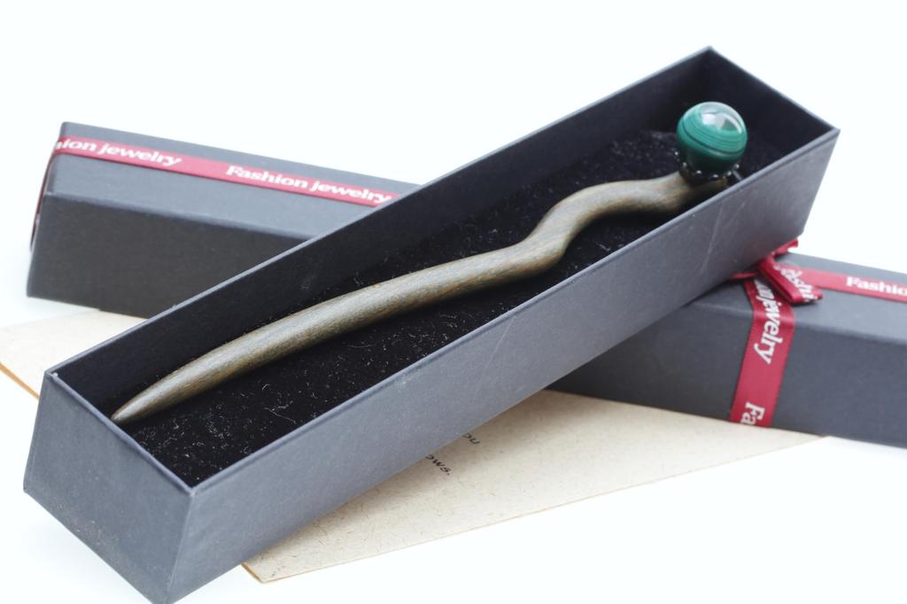 Green Sandalwood and Malachite Single with Glass Perfect for Everyday Japanese Furisode Yukata Entrance Cherry Blossom Season Sandalwood Hairpin,
