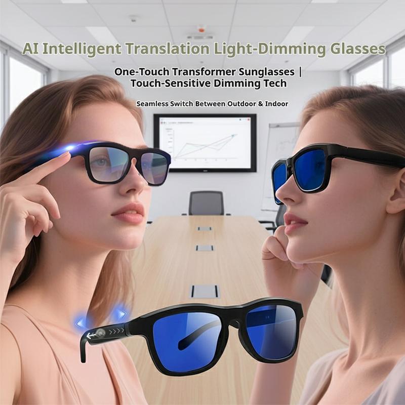 AI Smart Glasses HD Camera Sports Touch Call 3D Music Playback Real Time Translation Wireless Bluetooth Calling Smart Glasses with Translator Unisex