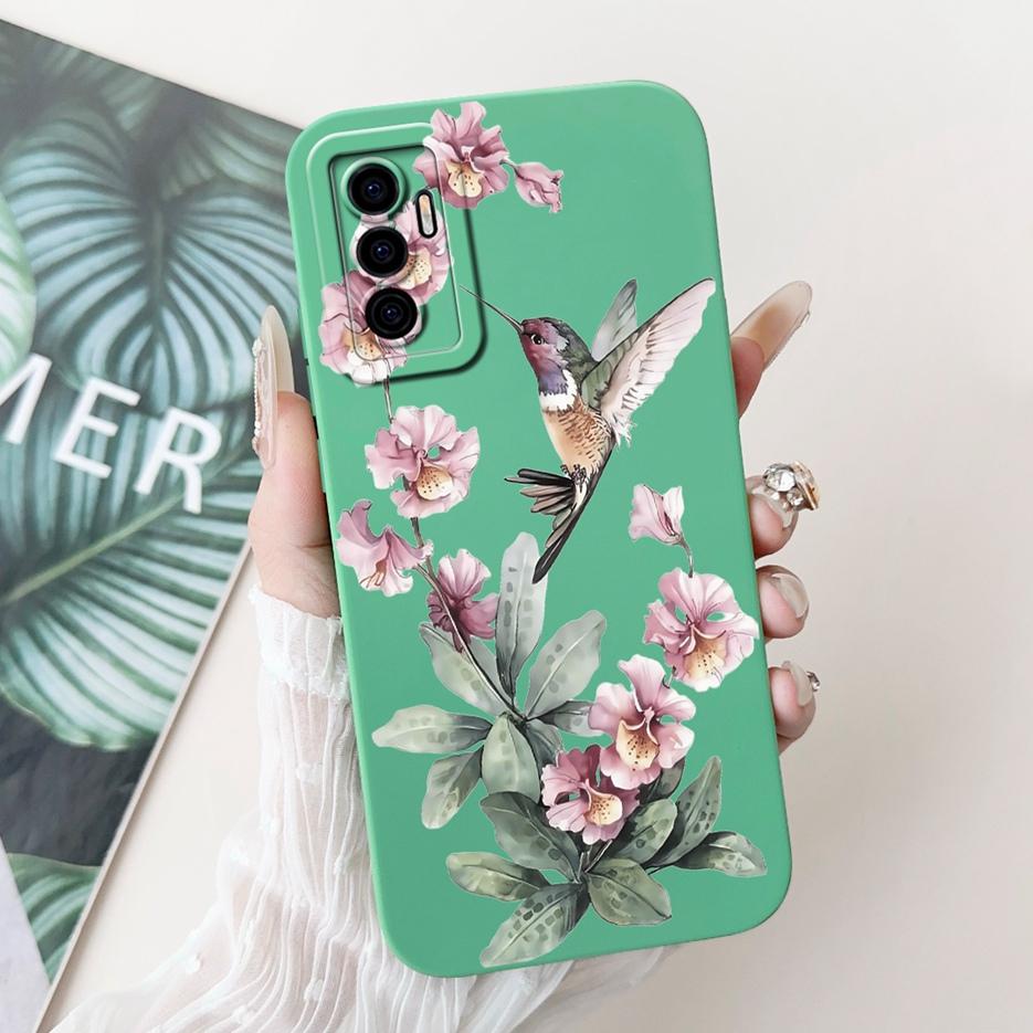 For Vivo V23e 5G Case V2126 Luxury Cat Flowers Painted Cover Soft TPU Phone Case For Vivo V23 Pro V 23 VivoV23 E Back Cover Bags