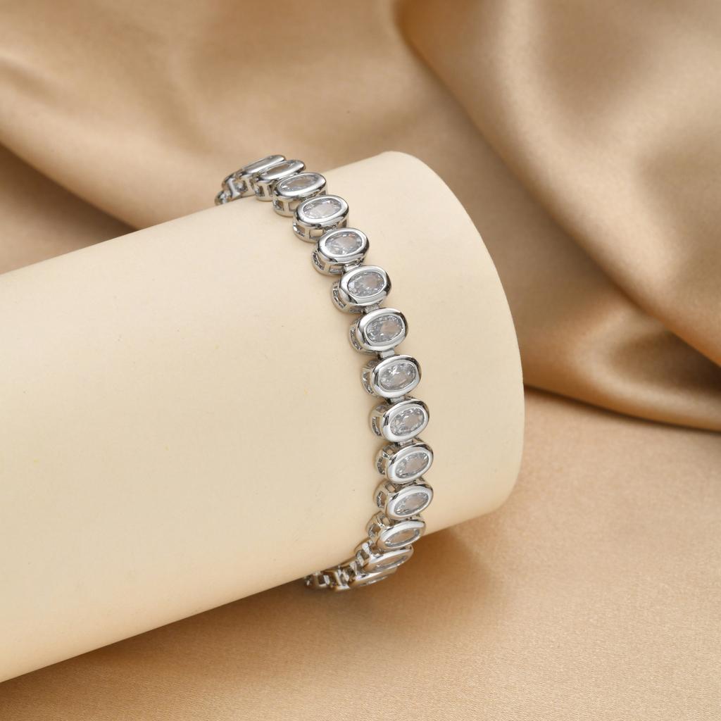 Tennis Bracelet for Women Silver Plated Cubic Zirconia Link Non-tarnish Waterproof Chunky Chain Hip-hop Jewelry Jewelry