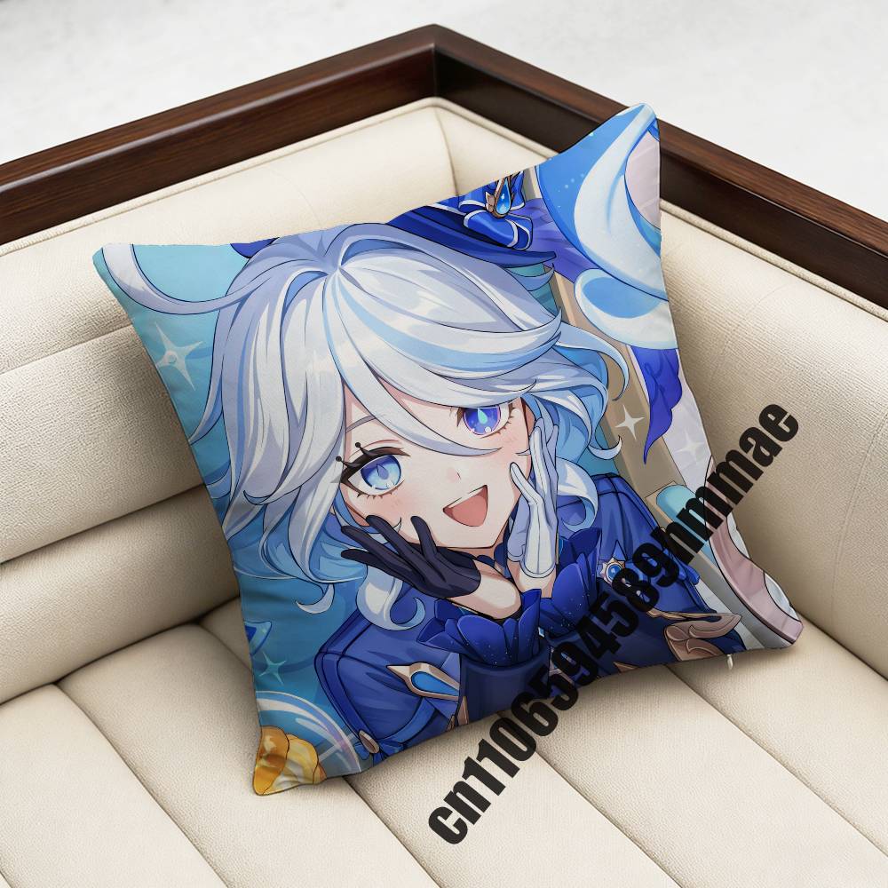 Genshin Impact Furina Throw Pillow Case Sham 45X45Cm 35X35Cm Square Home Pillowcase Cushion Cover