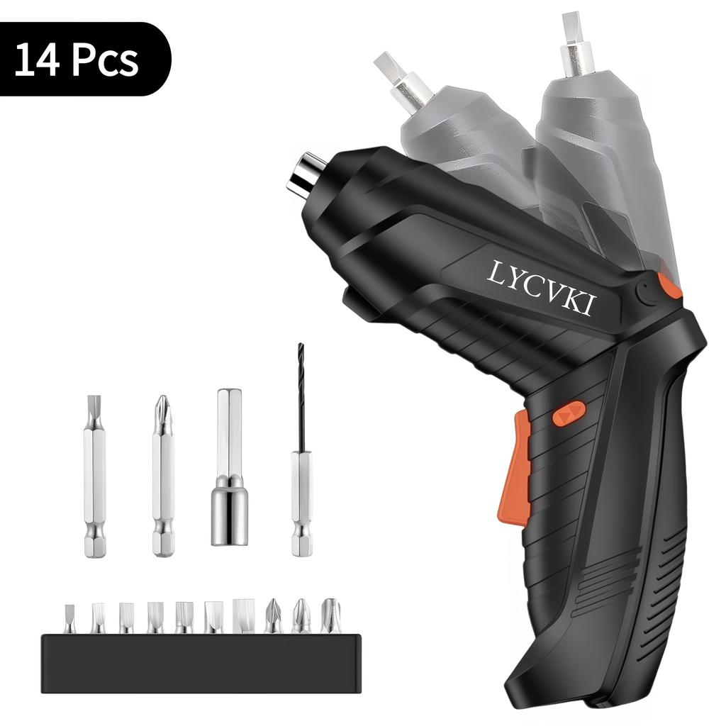 14pcs Electric Screwdriver Set USB Rechargeable Mini Electric Drill Tool Set Portable Cordless Screwdriver Home Repair Multitool Kit