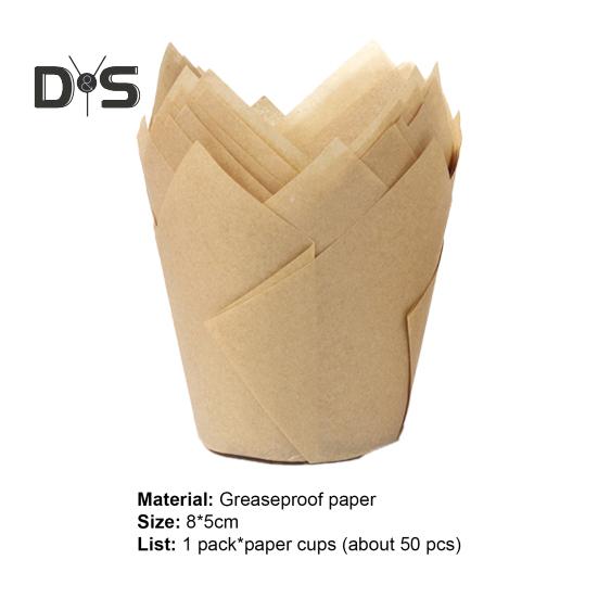 50 pezzi di carta usa e getta a forma di fiore di tulipano per muffin, utensili da cucina per fodere per cupcake