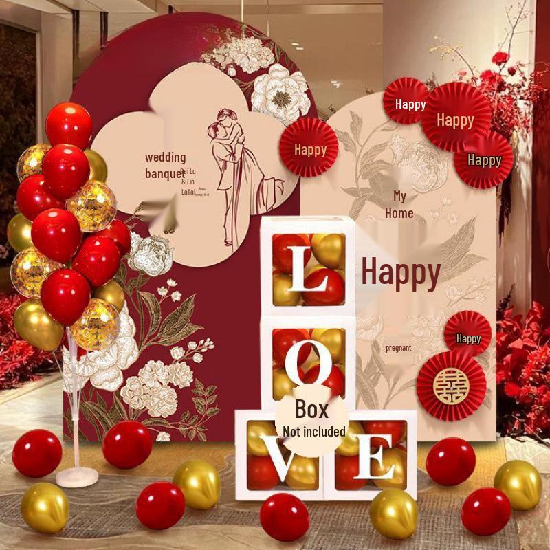 Wedding Engagement Photo Area Decoration Set: Balloon Kit & Welcome Board for Background Wall