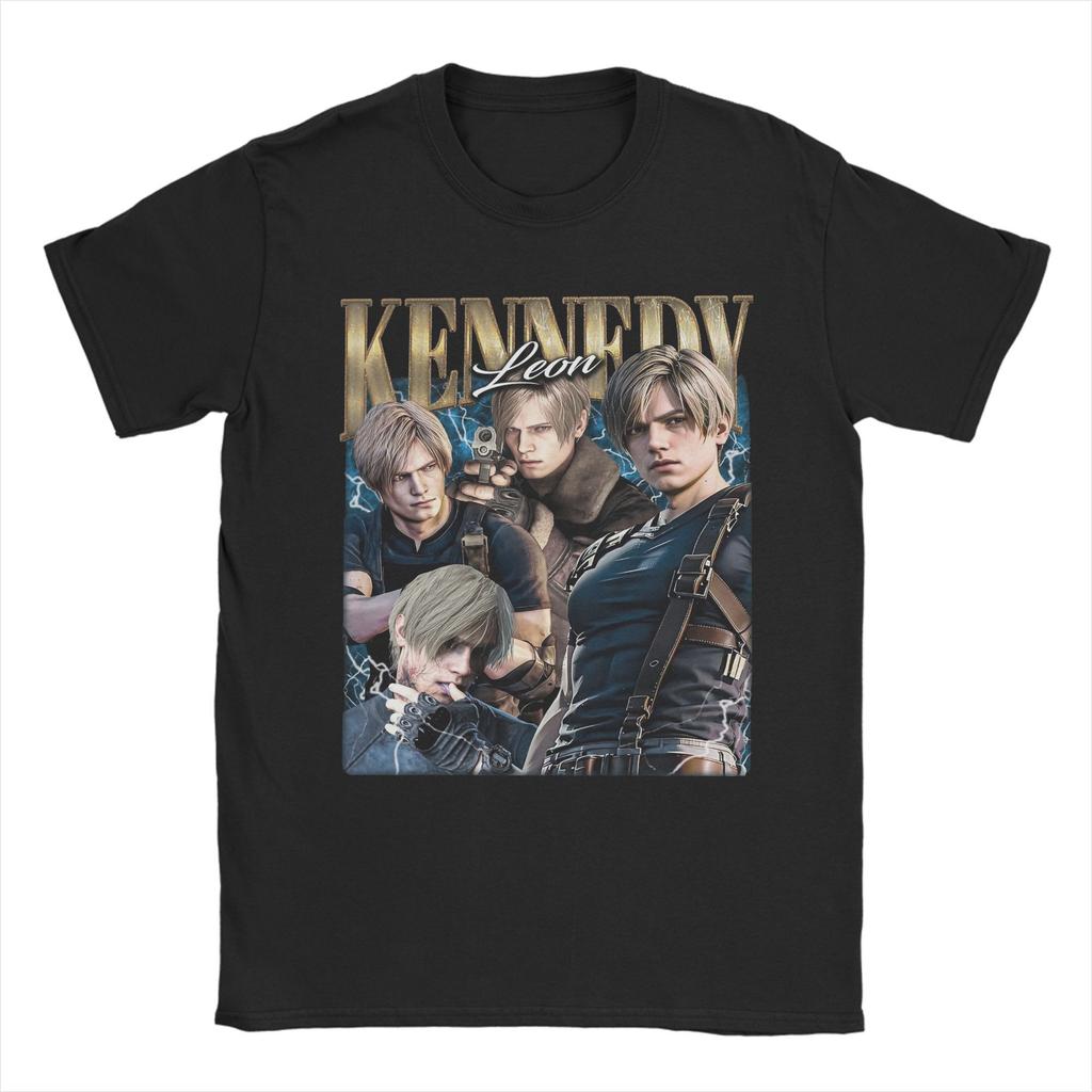 Leon S. Kennedy Residents Evils Pánská bavlněná trička s novinkovým potiskem s kulatým výstřihem, tričko s krátkým rukávem, topy nadměrných velikostí