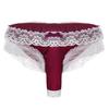 Mens Satin Panties Frilly Lace Trim Sissy Panties Sexy Open Elephant Nose Lingerie Crossdressers Underwear Maid Cosplay Briefs