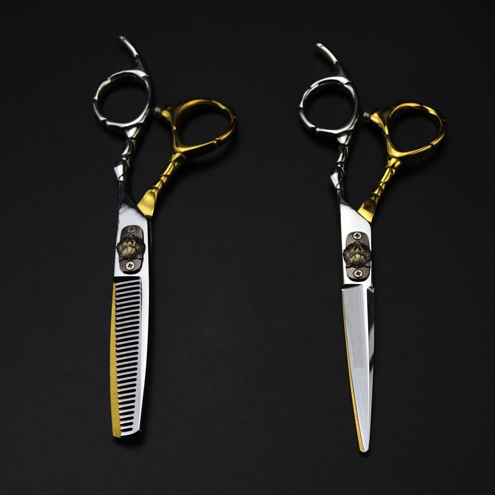 Professionell 440C Stål 6 '' Sax Tiger Hårsax Klippning Urgallring Frisör Hårklippningssax Frisörsax