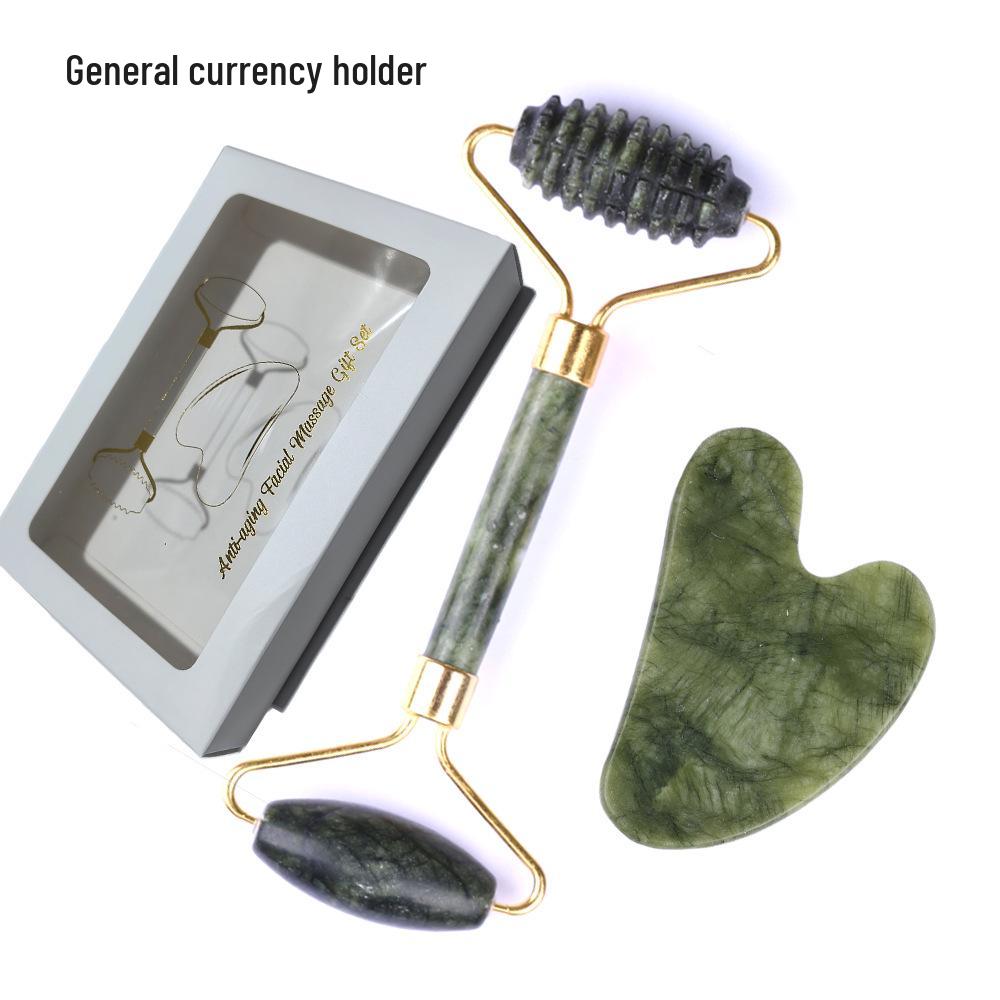 Jade Gua Sha Facial & Body Roller Massager for Full Meridian Scraping Massage.