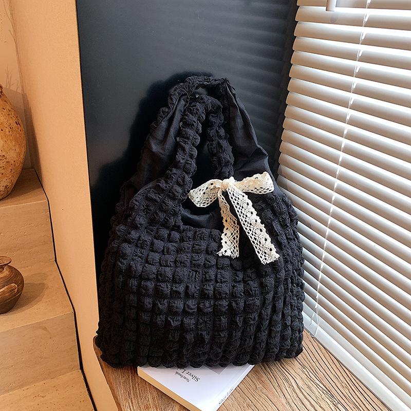 Girl Cloud Puff Flower Shoulder Bag Women's New Summer Canvas Simple Handbag
