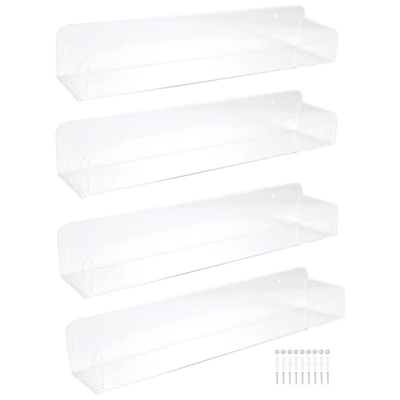 Aug. Wall Mounted Spice Rack Organizer,Clear Acrylic Spice Shelf Storage Holder For Wall Kitchen Pantry Cabinet Door 4 Pack прозрачный