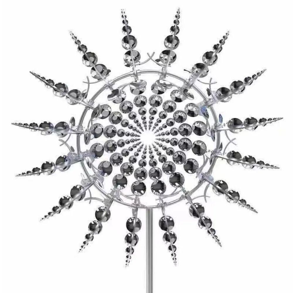 Ground Mounted Wind Spinner Rust Resistant Kinetic Sculpture Windmill Rotating  Lawn Decor