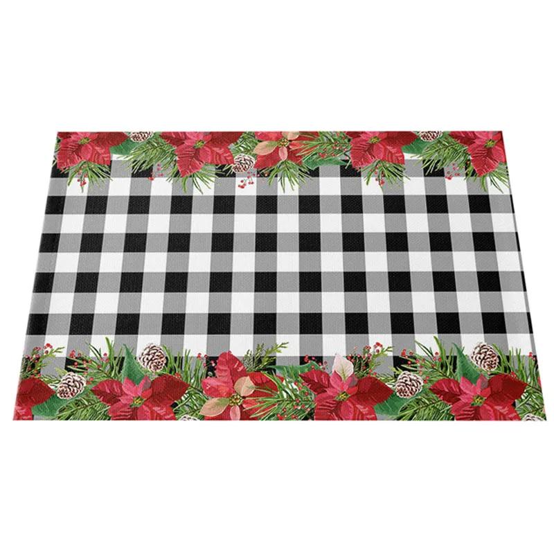 NOVÝ Lněný Vánoční Květ Poinsettie Tištěný podložka pod talíř Látkový podložka pod šálek na kávu a čaj jídelní prostírání do kuchyně