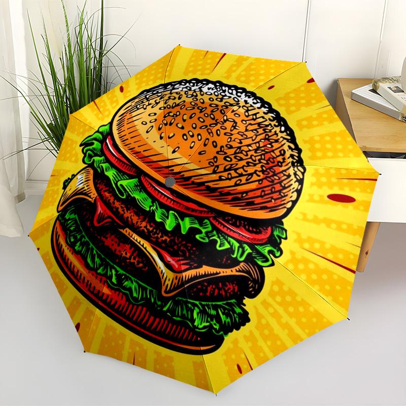 

1pc Burger, Fast Food Automatic Open/Close Umbrella, Folding Compact Umbrella with Lightweight Design for Women/Men yy251028251
