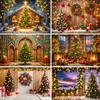Beenle Christmas Photography Backdrop Xmas Tree Fireplace Gifts Family Party Decor Kids Portrait Background Decor Photo Studio