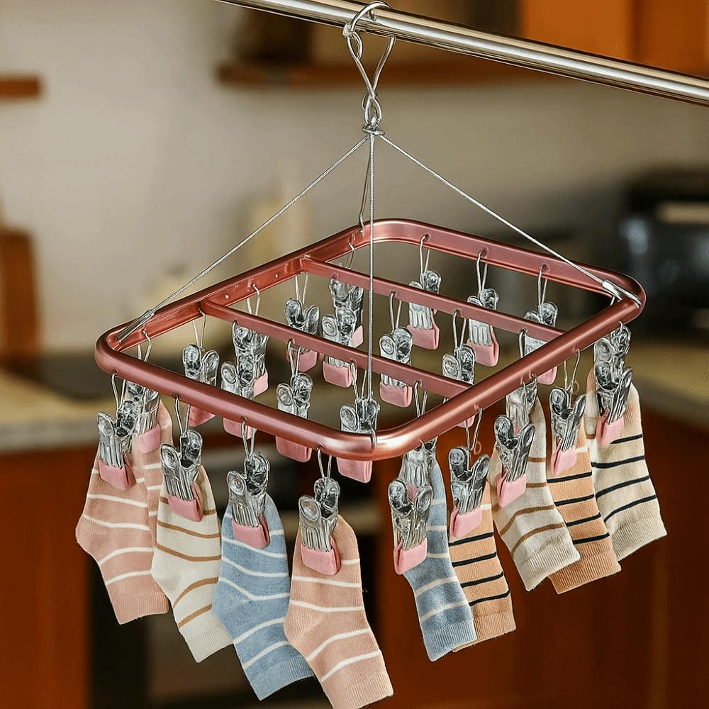 Aluminum Zinc Zinc Alloy Multi-Clip Drying Rack Windproof Towel Socks Hanger Clothes Drying Rack  Skirt
