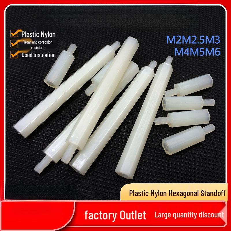 

M2-M6 Nylon Hexagonal Insulating Standoff Screw Single Head Studs (5x6x10x12) M3*5+6(100 pieces)