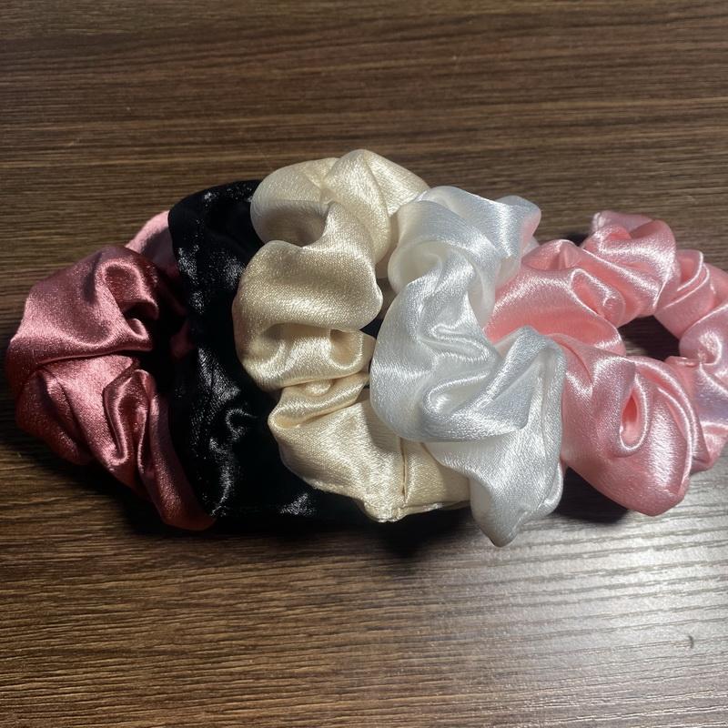 5pcs/set High elastic silk scrunchie for women white satin hair tie girls black hair rubber bands red hair rope chouchou satin