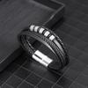 Bracciale Hip-Hop in Pelle PU Intrecciata con Perline in Lega per Uomo