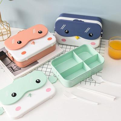 Cartoon Pinguin Bento Box Tragbare Kinder Bento Box mit Besteck Mikrowellengeeigneter Snack für Schulkinder