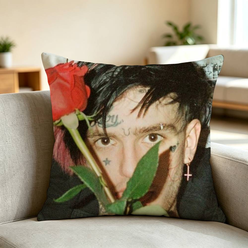 Rap Icon Lil Peep Square Double-Sided printed Pillow Case Bedroom Bedside Pillow Sofa Cushion Cover