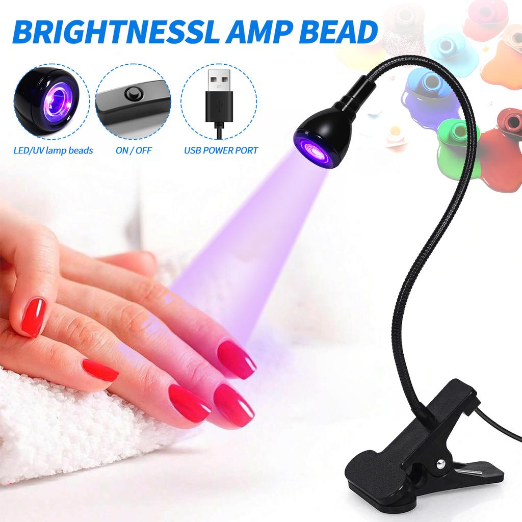 Quick-Drying Nail Lamp Usb Clip Desk Lamp 360 Degree free Rotation Light Nail Polish Uv Curing Violet Light Quick drying