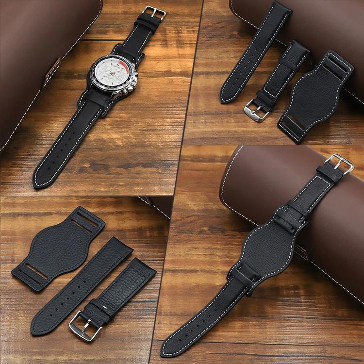 Cowhide Tray Watch Strap 18mm 20mm 22mm Watch Band Anti-metal Allergy Leather Watchbands Accessories UTHAI G18