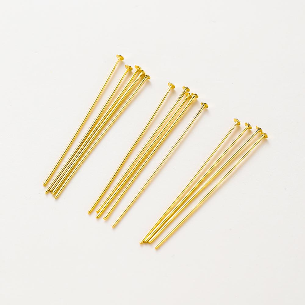 100pcs/lot 14K 18K Gold Plated Flat Head Metal Pins Beading Pendant Headpin For DIY Jewelry Handmade Craft Supplies Findings