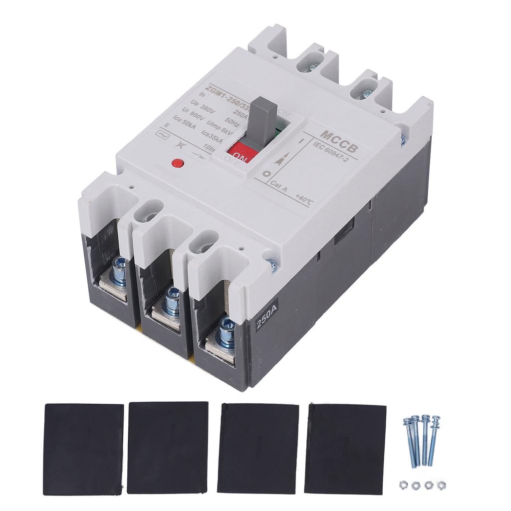 3-poliger Leistungsschalter Überlast Unterspannungsschutz Trennschalter mit Befestigungsteilen 250A 380VAC